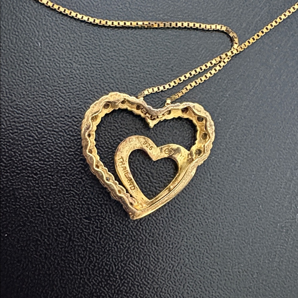 Gold and Silver Heart Pendant Necklace - Picture 5 of 5